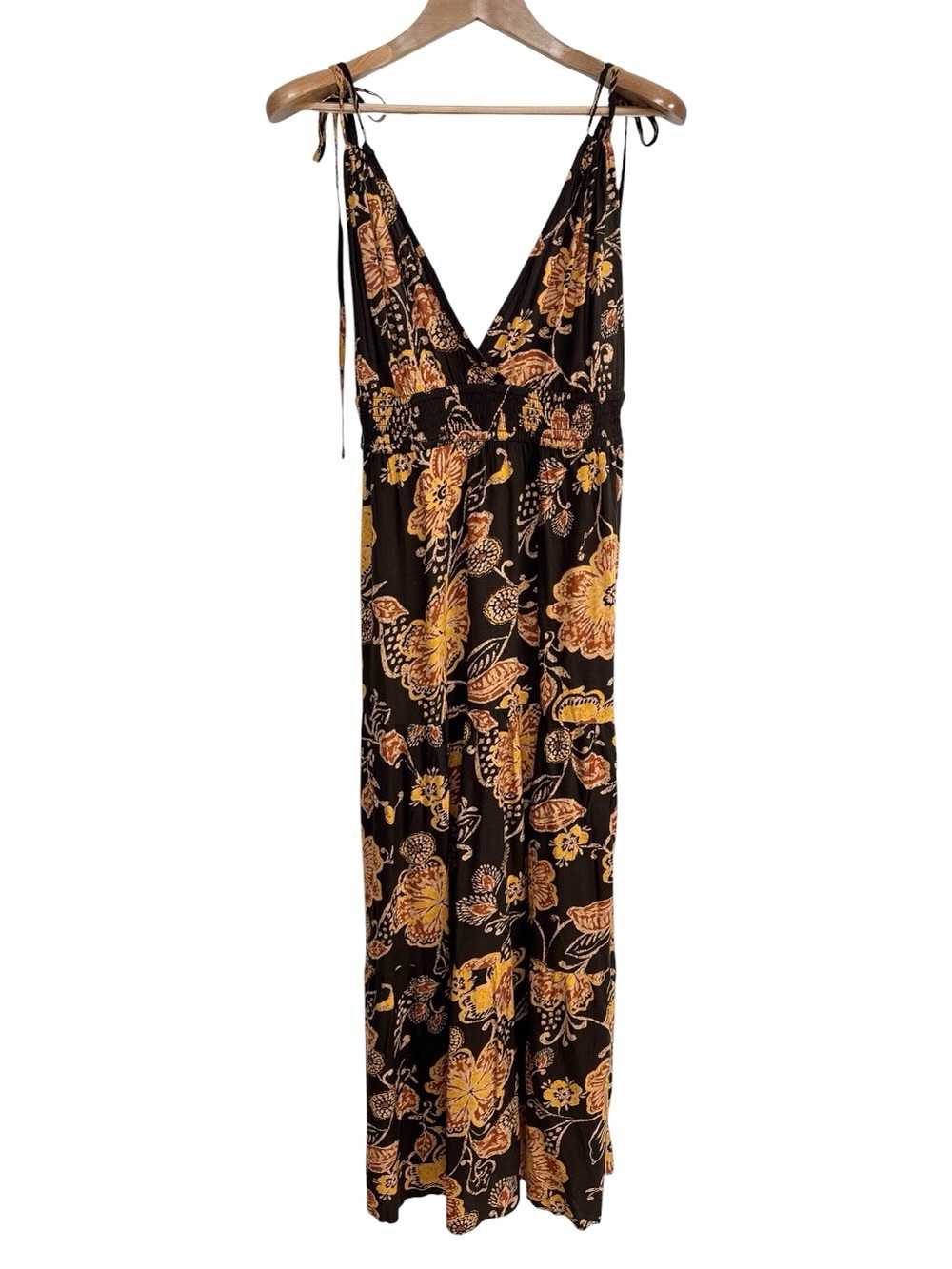 New Patrons of Peace Thalia Maxi Dress Small Brown Floral Boho Strap Sleeveless - Picture 6 of 12